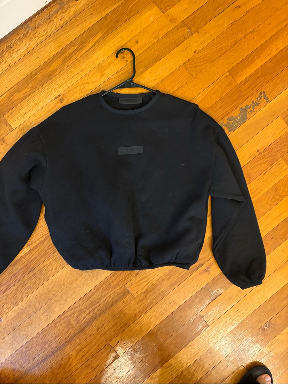 Essentials Black Crewneck Sweatshirt for Kids